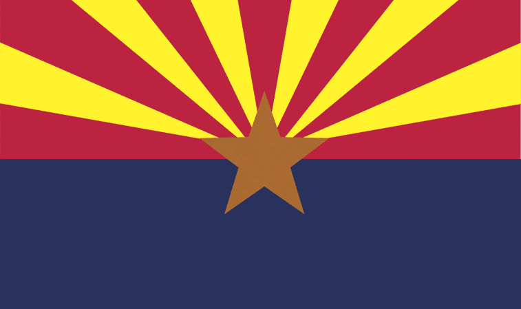 A flag of arizona with the sun shining in it.